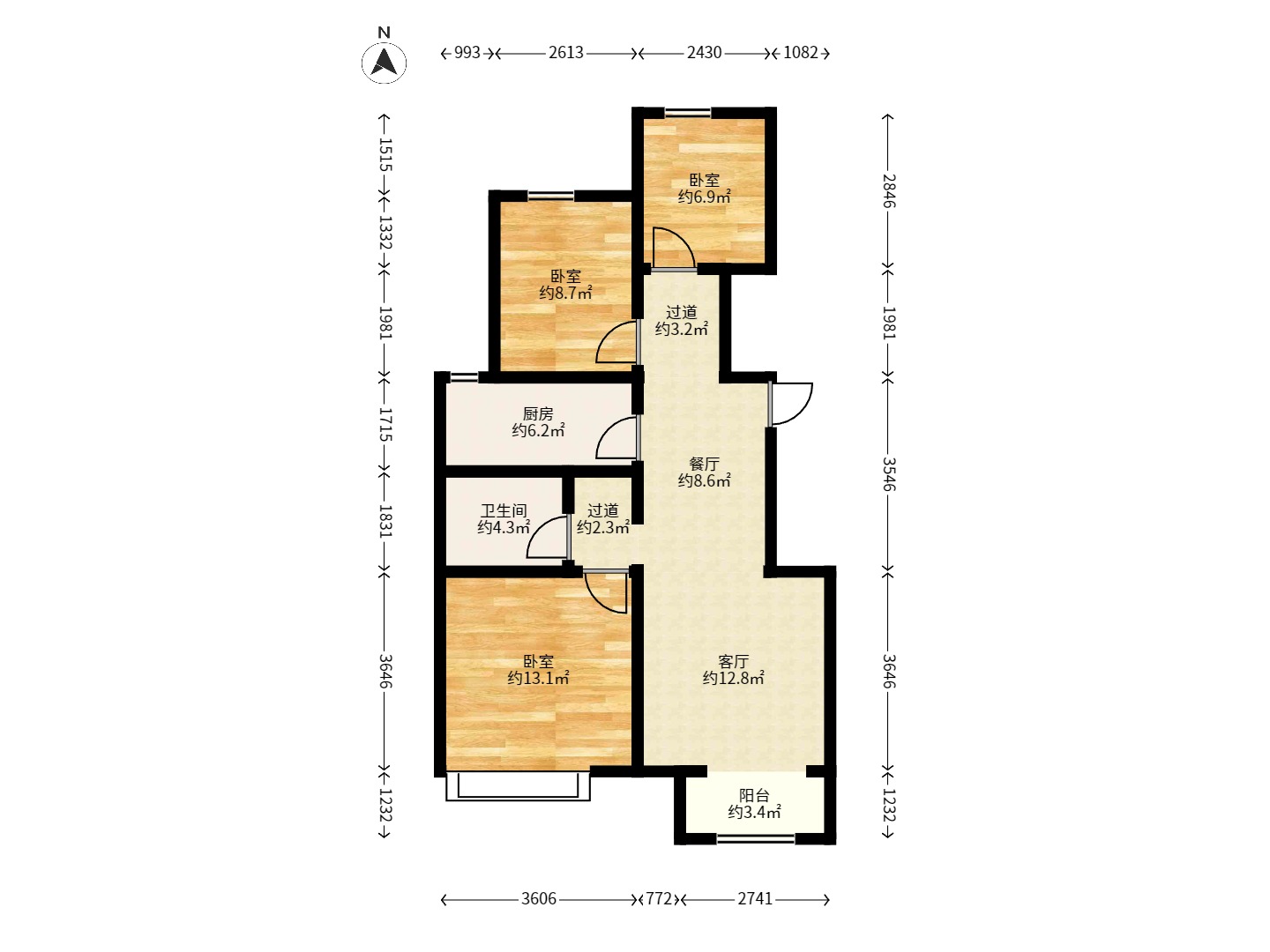 3室2厅1卫中国铁建唐颂国际（颂唐雅居）